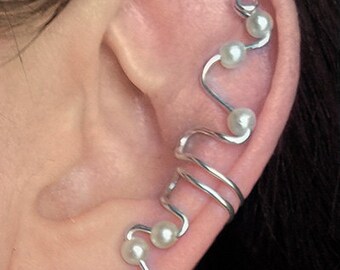 Silver Ear Cuff Adjustable Silver plated Ear Wrap