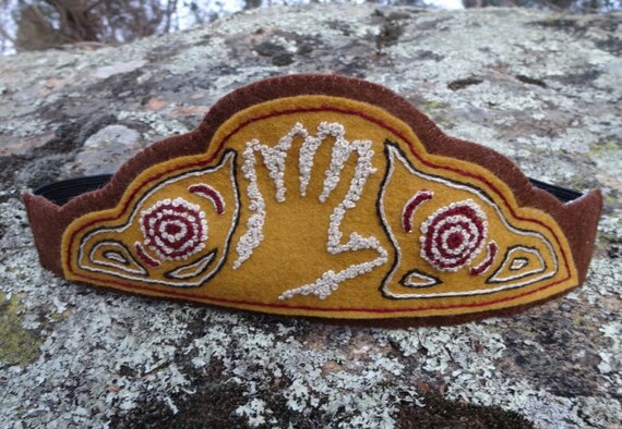 Headband / Crown with Aboriginal Indigenous style hand print