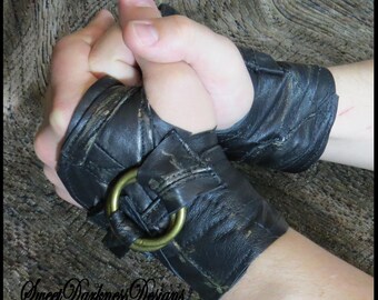 BIKER GLOVES Leather Gloves Apocalyptic Fingerless LEATHER Gloves Black Gothic Biker Gloves & Accessories by SweetDarknessDesigns