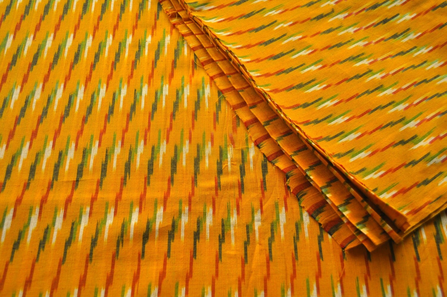 Yellow Yarn Dyed Ikat cotton Handloom Ikat cotton fabric by