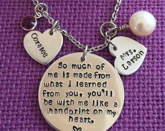Teacher Necklace - Teacher Gift - Personalized Teacher Jewelry - Graduation Gift - Wnd of Year - Teacher Appreciation Gift - Custom