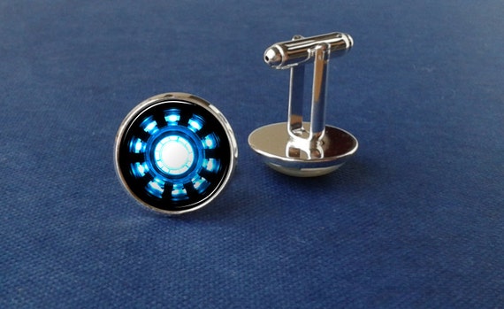 Iron man cufflinks, arc reactor cufflinks, blue cufflinks  automotive, men gift, photo cufflinks, minimalistic, modern steampunk buy now online
