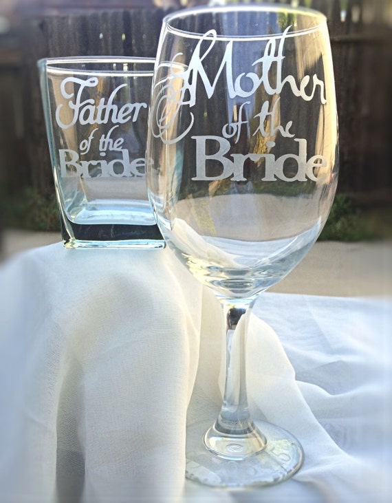 Mother of the Bride Wine Glass and Father of the Bride by EVerre