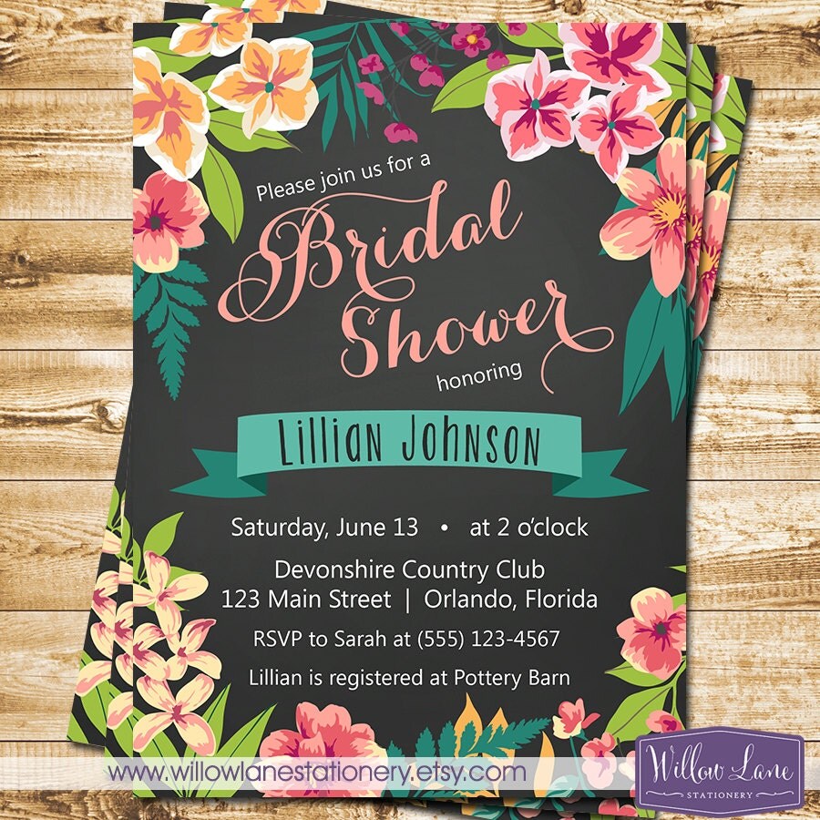 Tropical Themed Bridal Shower Invitations 9