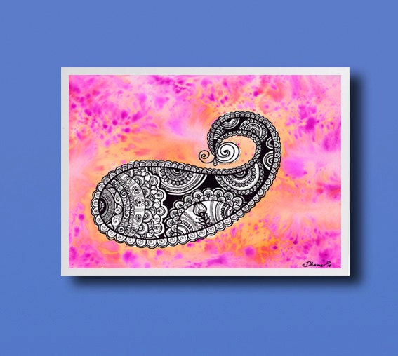 Printable Zentangle Paisley Art Instant Download Art Kitchen