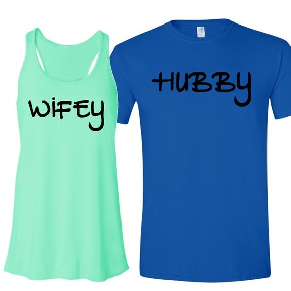 Wifey And Hubby Casual Font T Shirt Set Couples Shirt Set