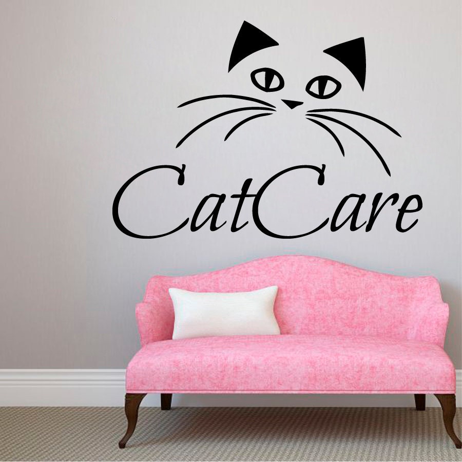 Cat Care Wall Decals Baby Kitten Vinyl Sticker Pet Pets Shop