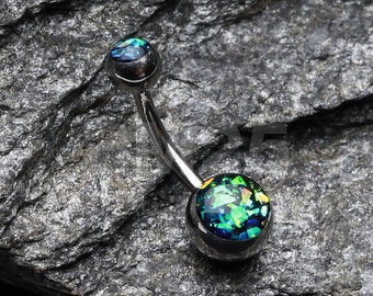 Black Opal Sparkle Basic Belly Button Ring
