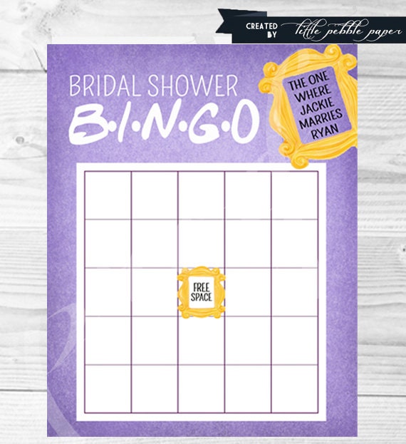 FRIENDS TV Show Bingo Shower Game Bridal Shower Bingo Baby