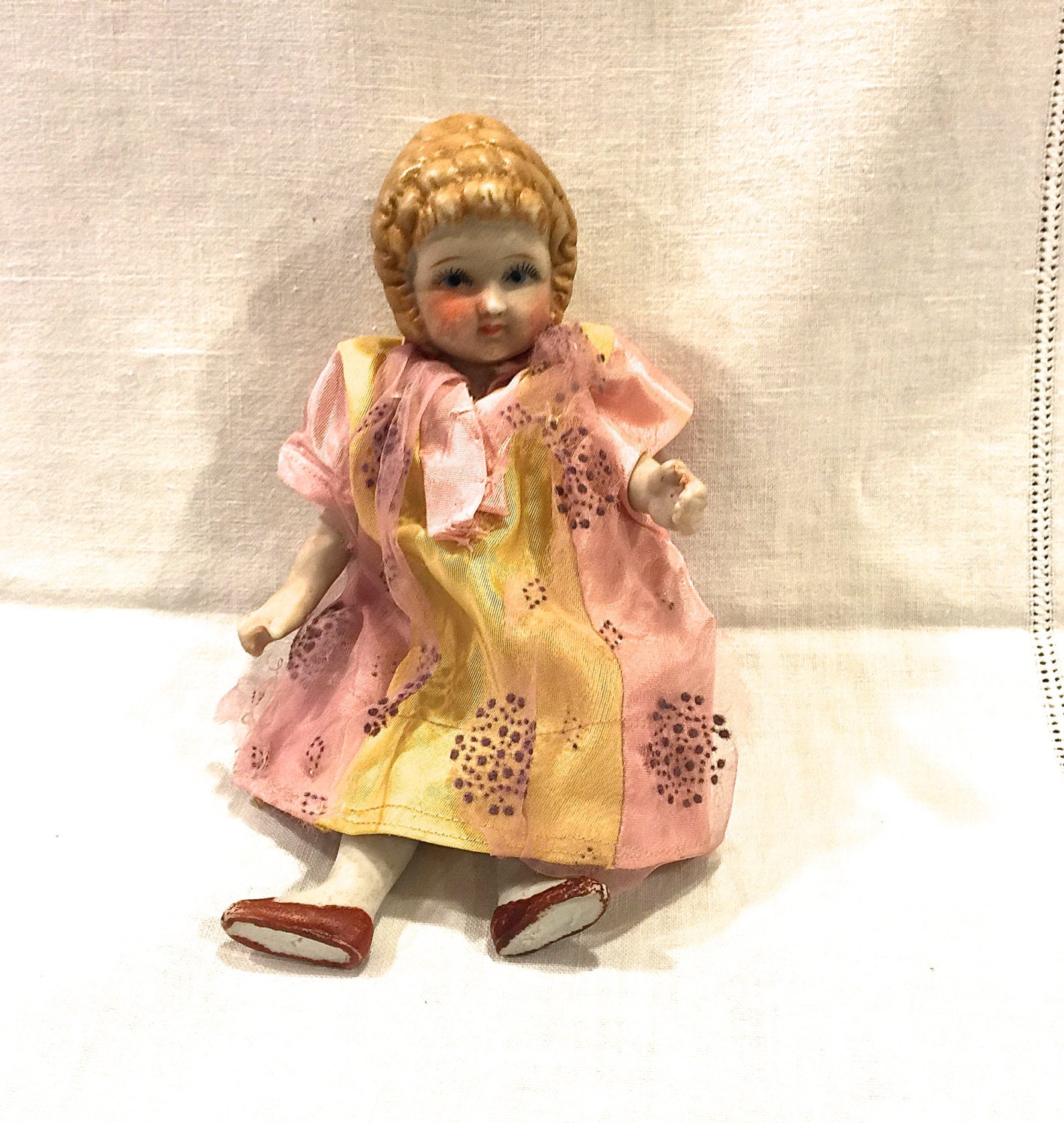 Antique Bisque Jointed Doll 7 1/2 inch Doll Made in Japan