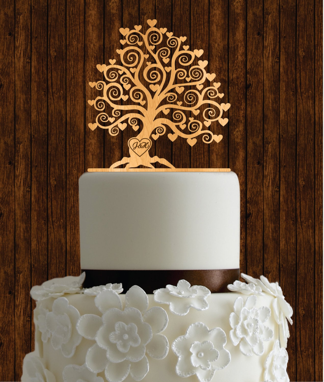 cherry wood cake topper / tree cake topper / rustic cake