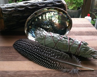 Smudge Kit, Organic White Sage, Cleansing Kit, Feather, Homemade Sage Bundles,Smudge Sticks, Space Clearing kit, Smudging rituals