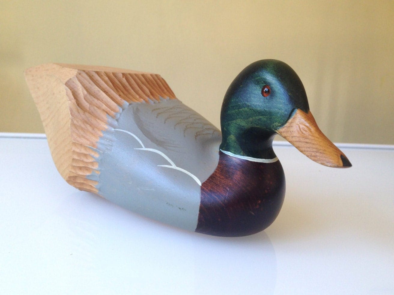 Mallard Duck Decoy Hand Painted And Carved Unfinished But
