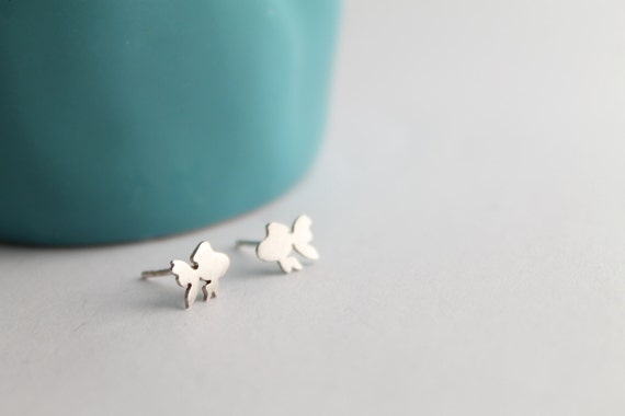 Goldfish stud earrings handmade from sterling silver