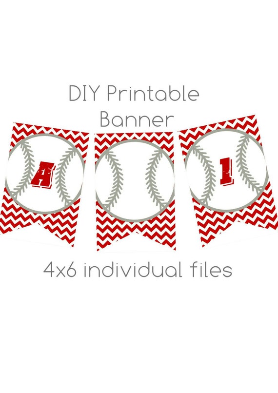 Baseball Banner Red Baseball Birthday Banner DIY Printable