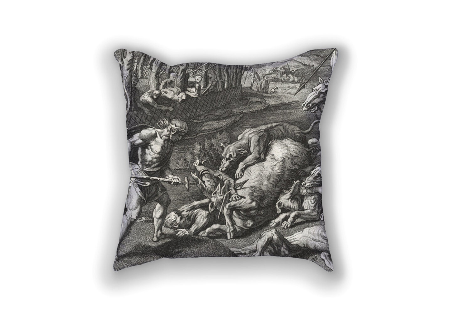 Decorative Pillow - Meleager et Atalanta Antique Print Throw Pillow - Home Decor Accent Pillows ...