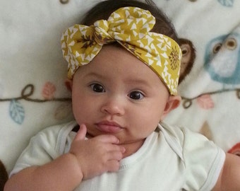 Baby Headband, Infant Headband, Baby Headwrap, Toddler Turban, Shore Remains Trinkets Knotted Bow Headband, Cotton Spandex Knit Headband