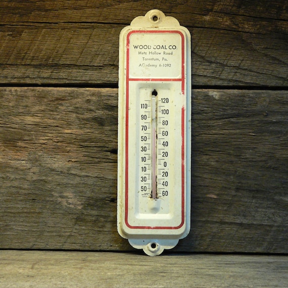 TIN ADVERTISING THERMOMETER Vintage Metal Wall Thermometer