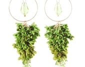 Green earrings, Dangle earrings, flower earrings, crystal earrings, romantic earrings, gift for her, floral earrings, jewelrylimanska