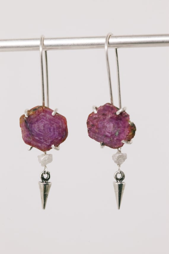 Tourmaline Diamond Earrings - Sterling Silver
