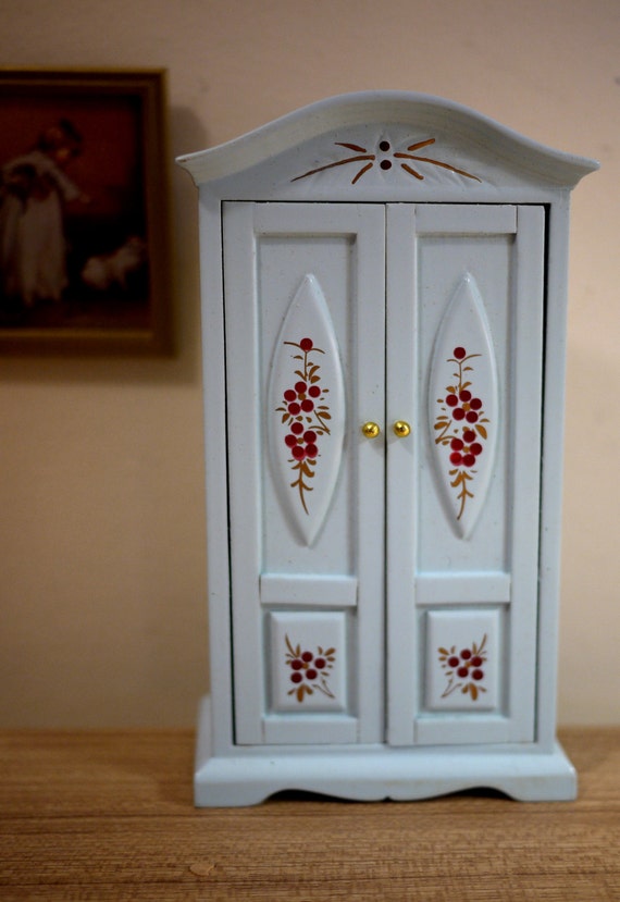 Dollhouse bedroom closet dolls house blue dresser 1 12th scale