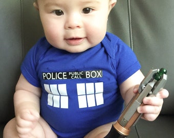 Doctor Who Baby Outfit - Geeky Baby Bodysuit - Nerdy Baby Shower Gift - Tardis Baby Gear