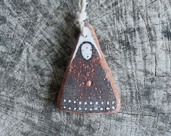 Healing Shard Necklace - Beach Pottery Kanzeon (Kuan Yin - The Bodhisattva of Compassion), Healing, Calm, Love, Meditation