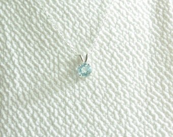 Sky Blue Topaz Necklace Sterling Silver 6mm