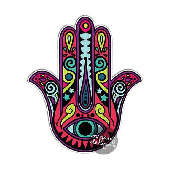 Purple Hamsa Hand Sticker Colorful Car Decal Laptop Decal