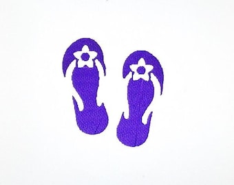 Daisy Flip Flops Embroidery Design, Summer Shoes Silhouette Pattern