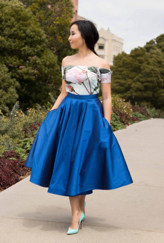 Mel Skirt Royal Blue Ultra Versatile Midi Skirt with Pleats
