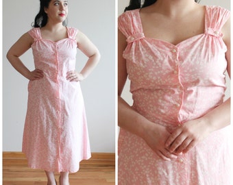 SALE * Rose-Colored Glasses Dress * 1950s cotton sundress * Size 12 - 14