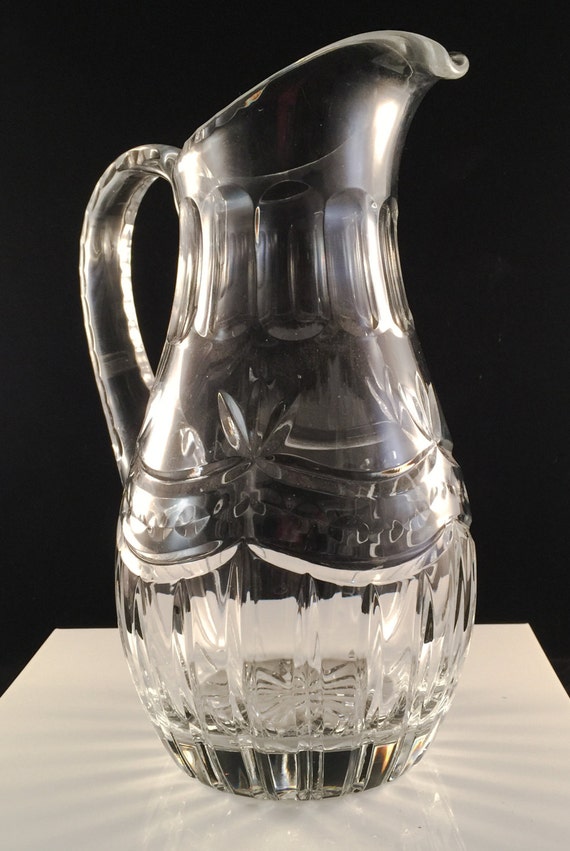 Gorgeous Lead Crystal Water Wine Pitcher Jug Perfect Wow