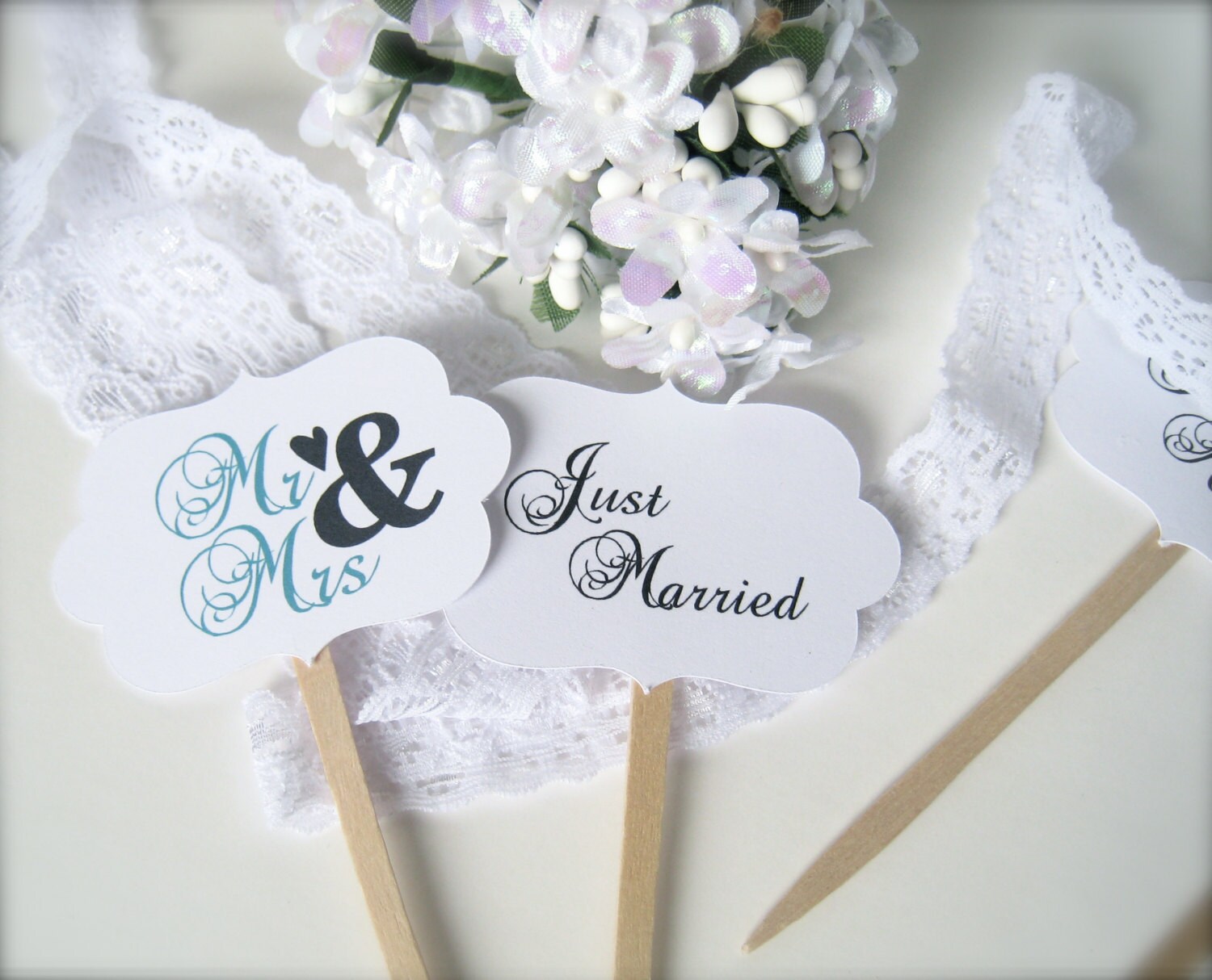 Wedding cupcake toppers cupcake picks just married toppers