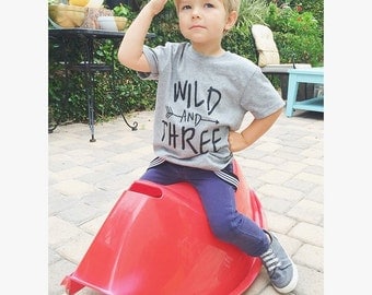 Wild and Three Shirt // Toddler Birthday Tshirt, 3 year old birthday shirts, Third Birthday, Threenager, Wild and three tshirt, Wild and 3