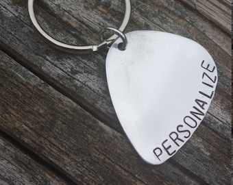Custom Guitar Pick Keychain - Custom Keychain - Personalized Gift for Her - Anniversary Gift - Gift for Him - Personalized Keychain