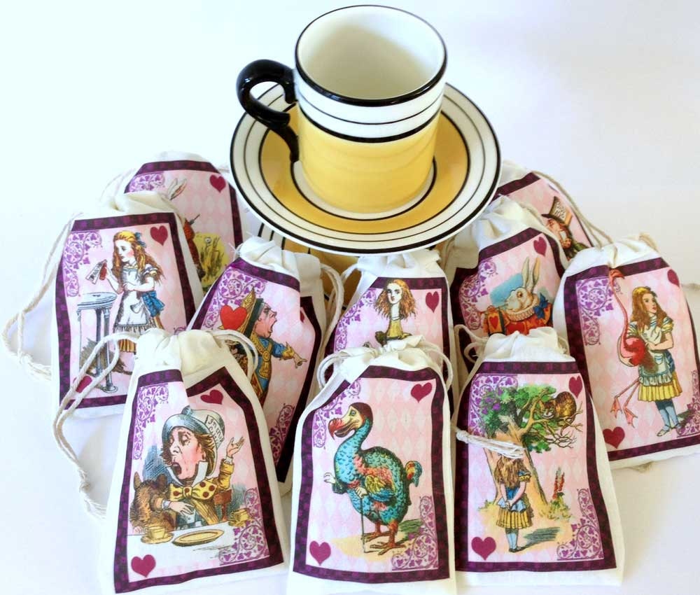 PINK Alice in Wonderland Party Personalized Favor Bags 10