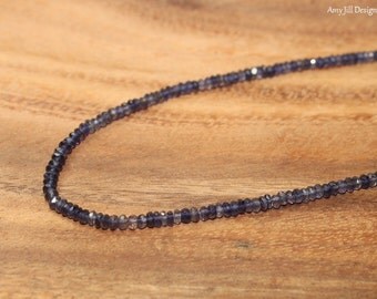 Iolite Necklace, Iolite Jewelry Sterling Silver, Shaded, Beads, Gemstone Jewelry