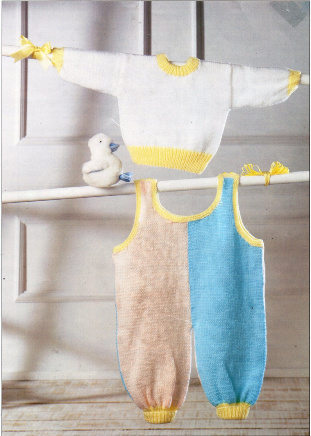 baby dungarees & sweater knitting pattern pdf baby jumper