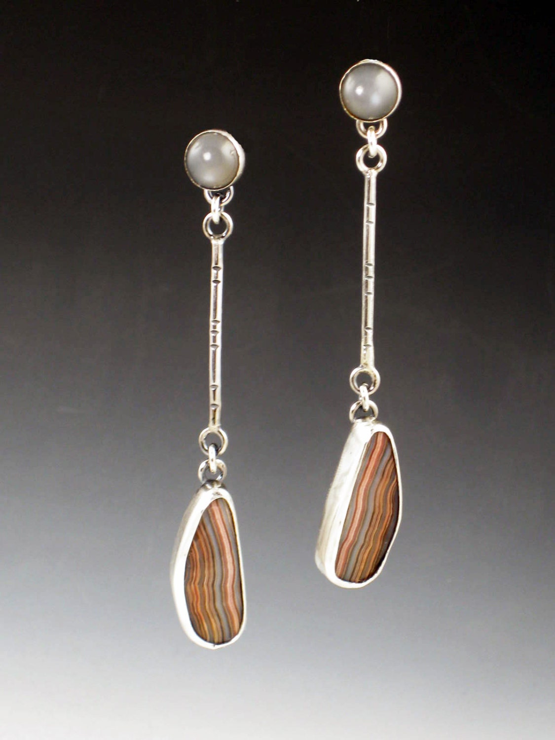 Crazy Lace Agate Earrings sterling silver by MicheleGradyDesigns