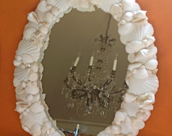 Beach Decor - Seashell Mirror - 18" x 24" Shell Mirror sea shell mirror