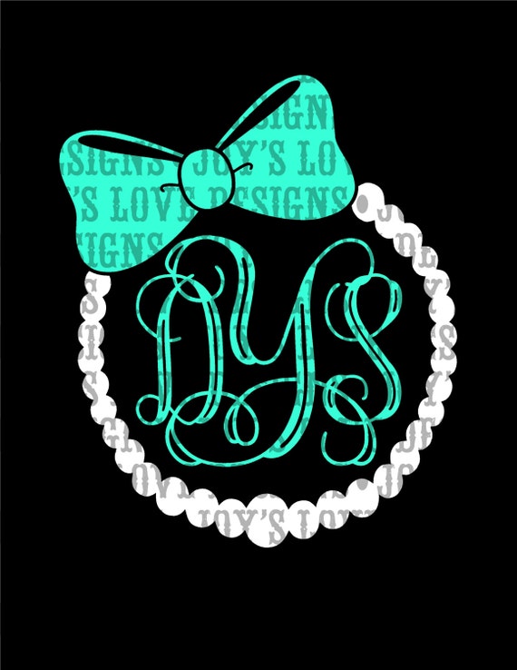 Download Pearl and Bow Monogram Frame SVG and DXF Digital Download