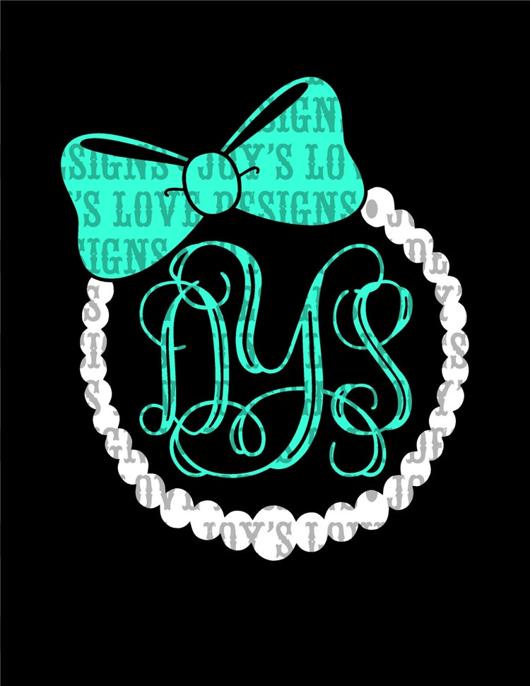 Download Pearl and Bow Monogram Frame SVG and DXF by JoysLoveDesigns