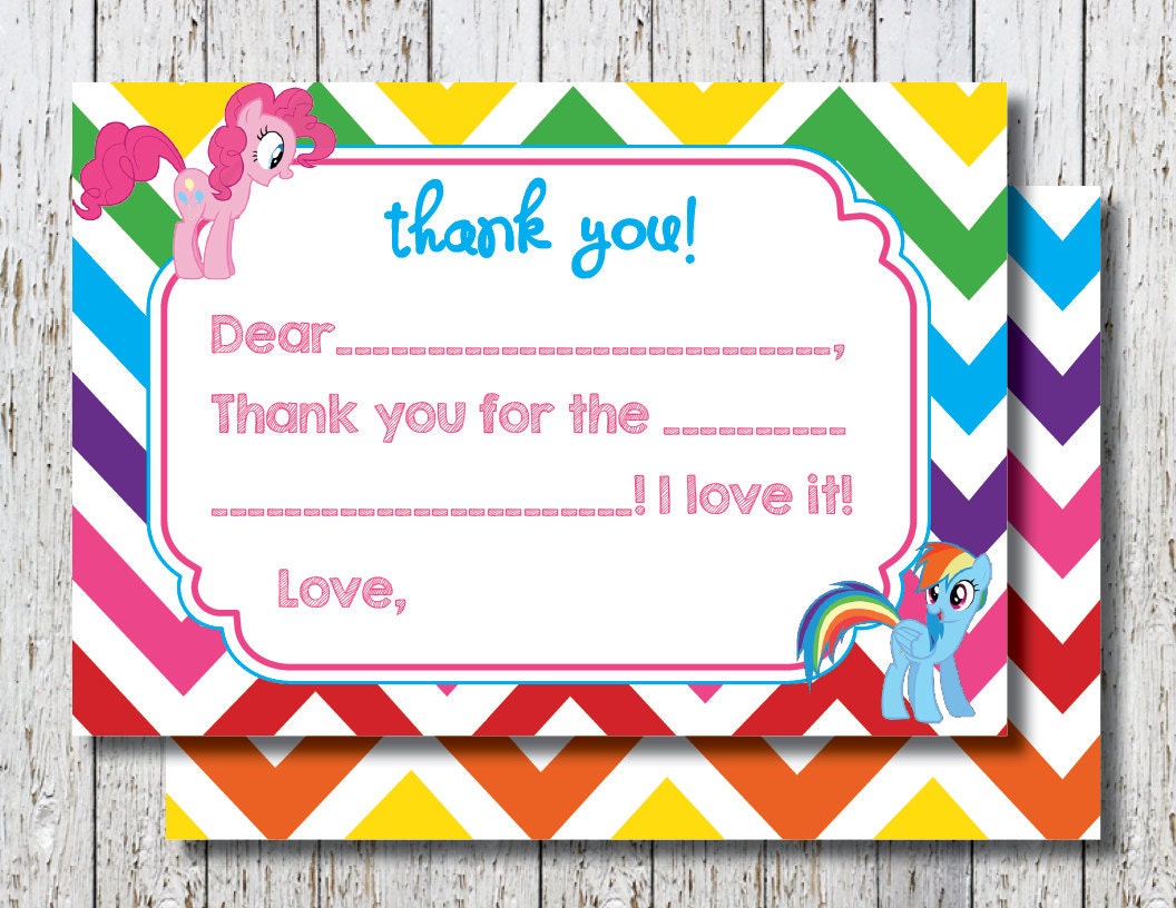 My Little Pony thank you card Rainbow Dash thank you note