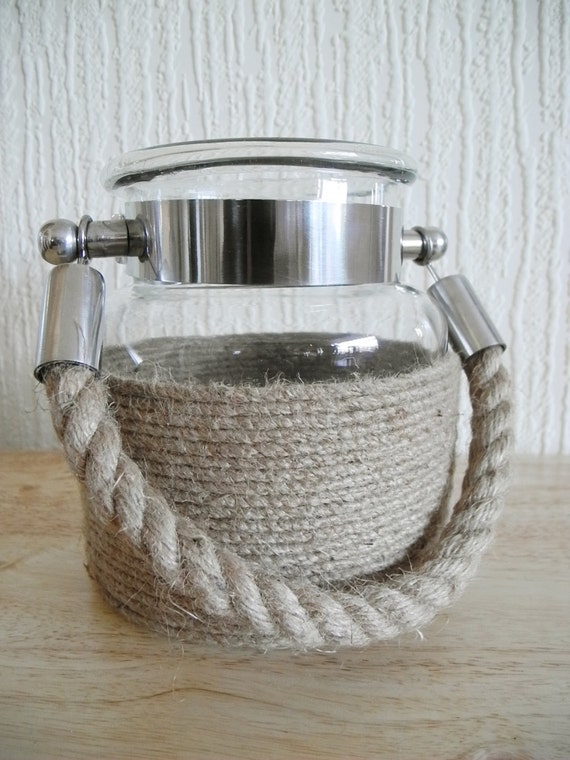 Glass jar with rope