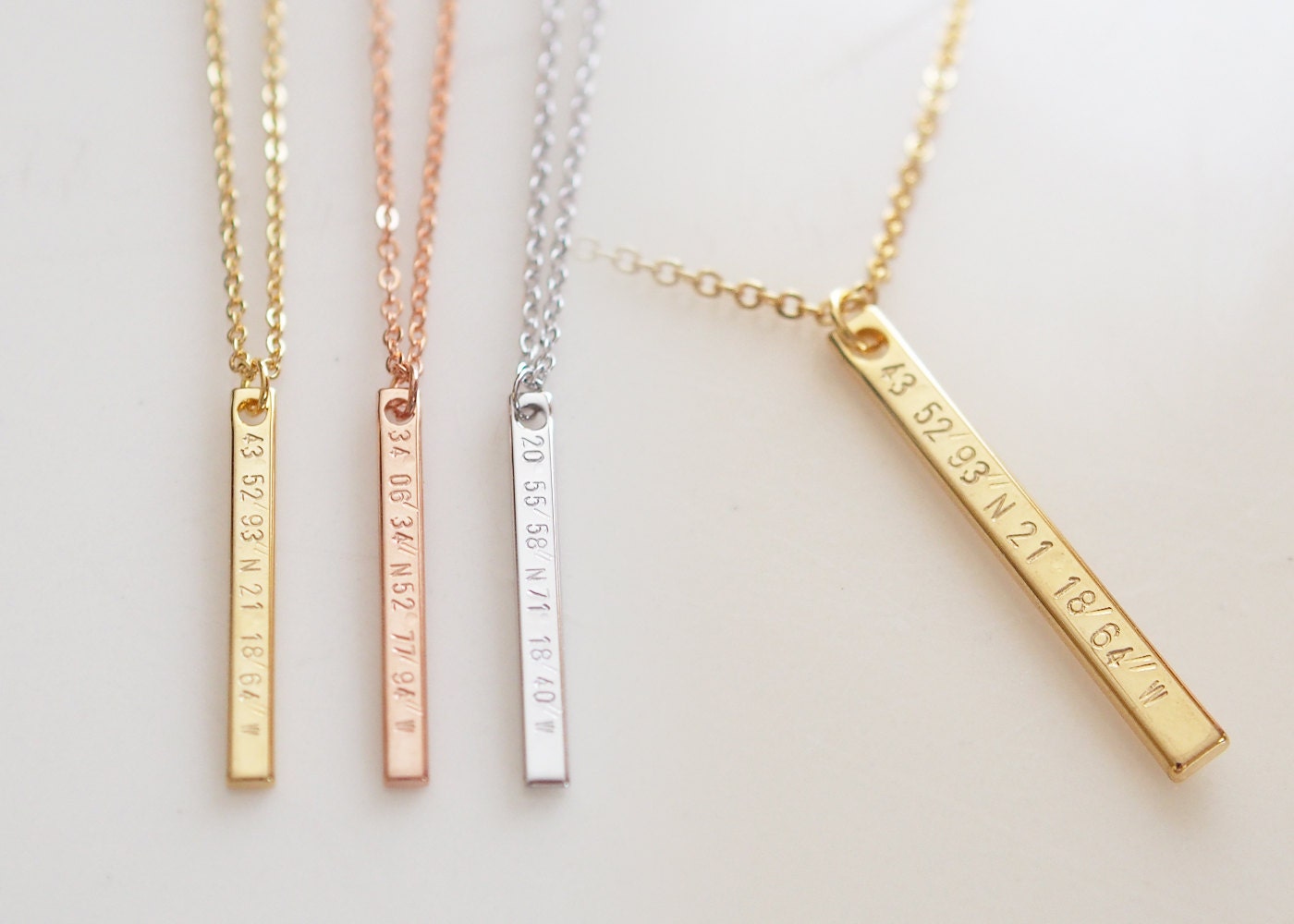 Vertical Coordinate Necklace Rose Gold Necklace by MignonandMignon