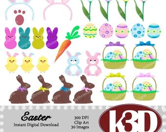 Easter, easter bunny, chocolate bunny, peeps, easter basket, clipart clip art instant digital download. 30 digital images, graphics