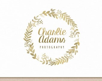 Items similar to Gold Watercolor Logo Photoshop Template Hand drawn ...