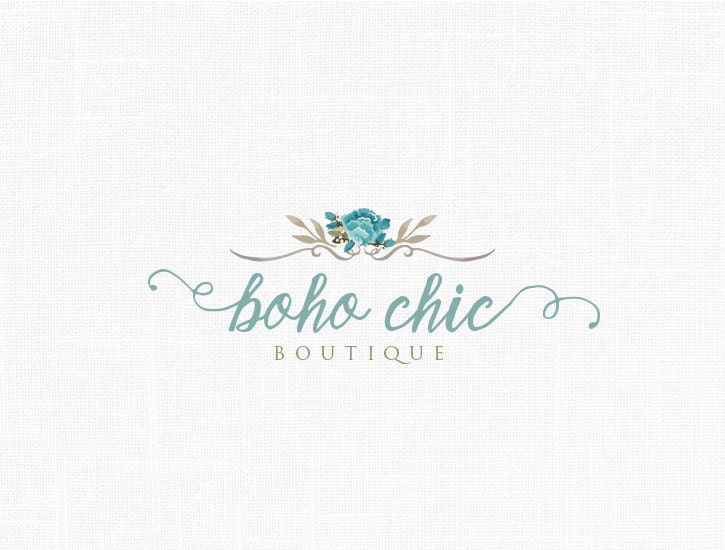 Custom Rustic Floral Logo Design Boho Chic Logo Boutique