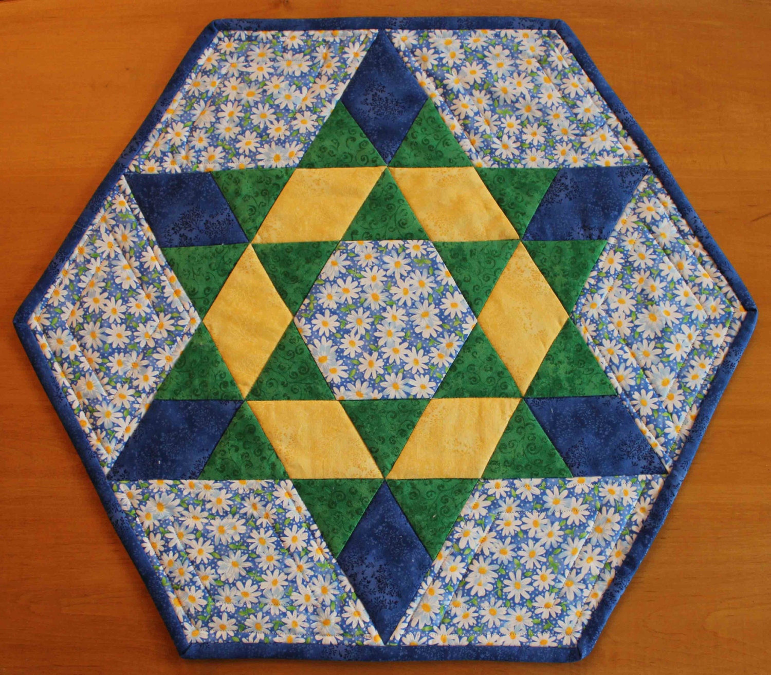 Quilted Hexagon Table Toppers by StitchedByCJ on Etsy